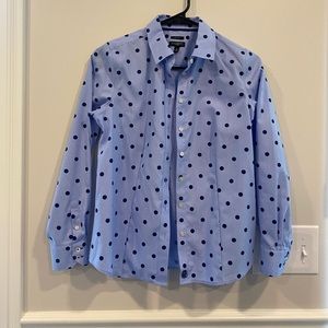 Talbots blue polka dot work shirt